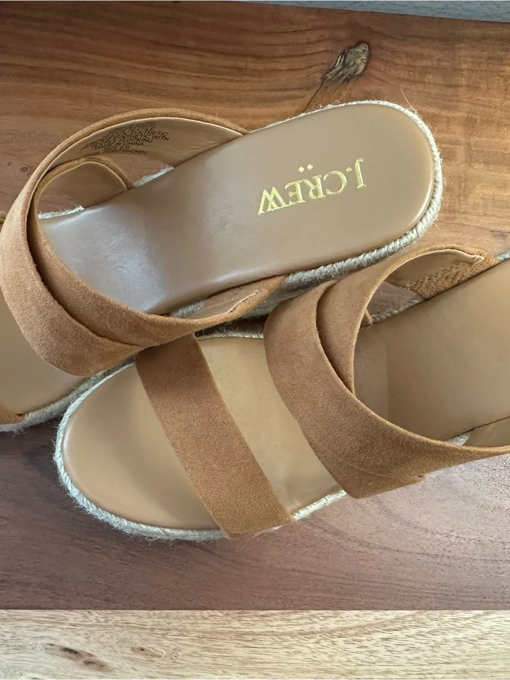 J. Crew Suede Tan Espadrille Slide Sandals